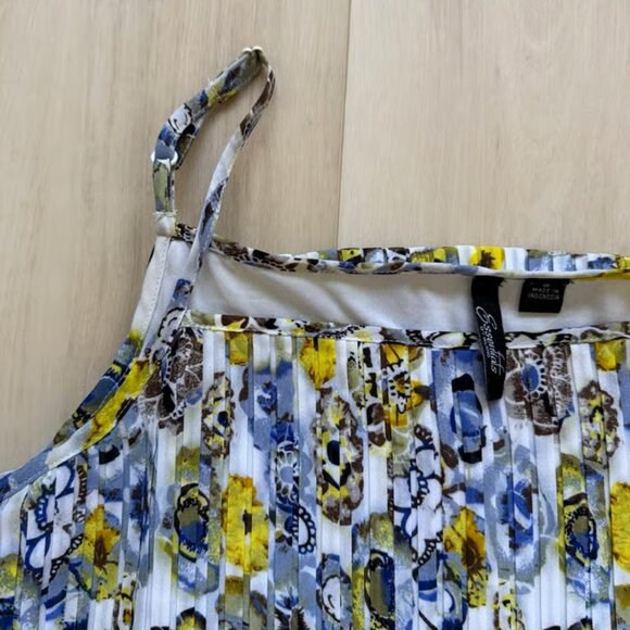 Essentials by Milano Blue Green Watery Bloom Sleeveless Dress Size 8 - Picture 4 of 6